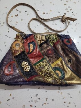 RARE Vintage Carlo Fiore Patchwork Leather Shoulder Bag